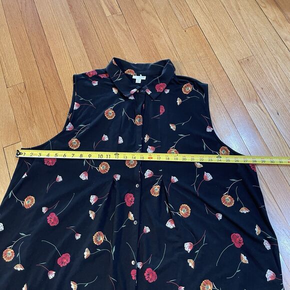 J. Jill Women Jersey Sleeveless Shirt Dress Plus Size 4X Black Floral NEW NO TAG - Picture 5 of 14